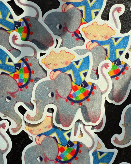 Elephant friend - glitter sticker