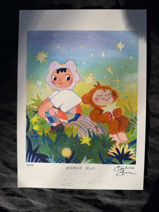 Monkey and me - signed print