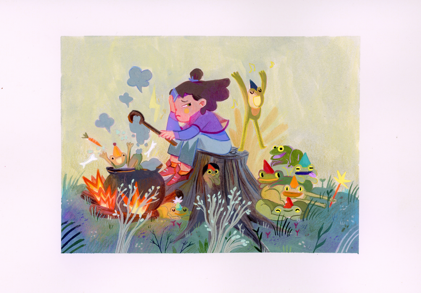 Moira and the frogs - print
